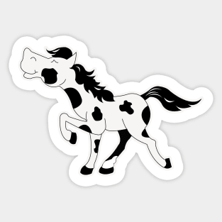 Black and White Paint Pinto Horse Sticker